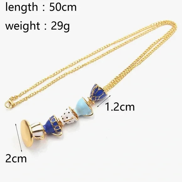 Custom teacup charm gold necklace. Tiny colorful coffee cup. Unique style. - Picture 3 of 6